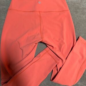 Lululemon 25” wunder under high rise tight full-on luxtreme warm coral sz 8 EUC